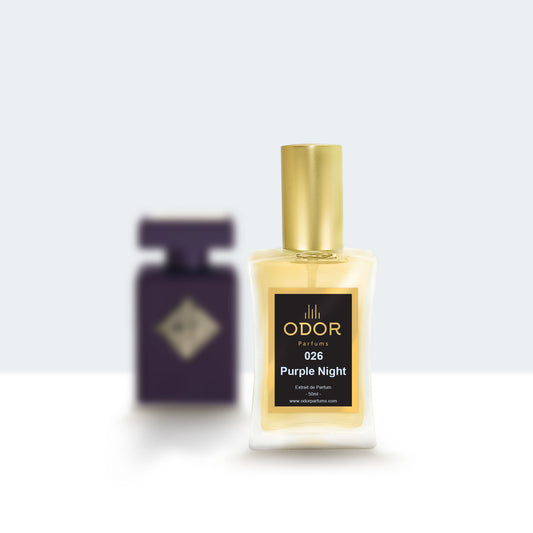 Eleganter Flakon des Parfums „Purple Night“ – ein verführerischer Duft mit sinnlicher Tiefe und mystischer Aura.