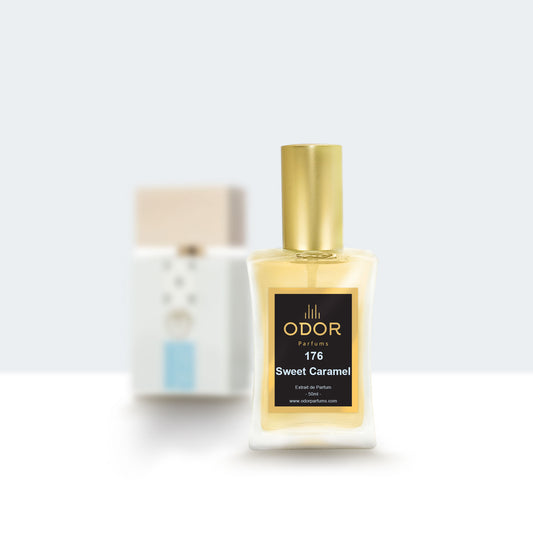 Parfümflasche 'Sweet Caramel' von ODOR Parfums, inspiriert von 'Bianco Latte', ein luxuriöser und süßer Duft.